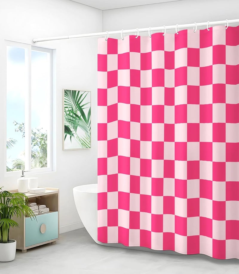 Stanoha Shower Curtain for Bathroom Stall Boho Modern Cute Aesthetic Decorative Girly Waterproof Unique Checkered Plaid Girls Chic Print Design Teen Pretty Women Cortinas de Baño Bathtub 72 x72 Inch - Image 4